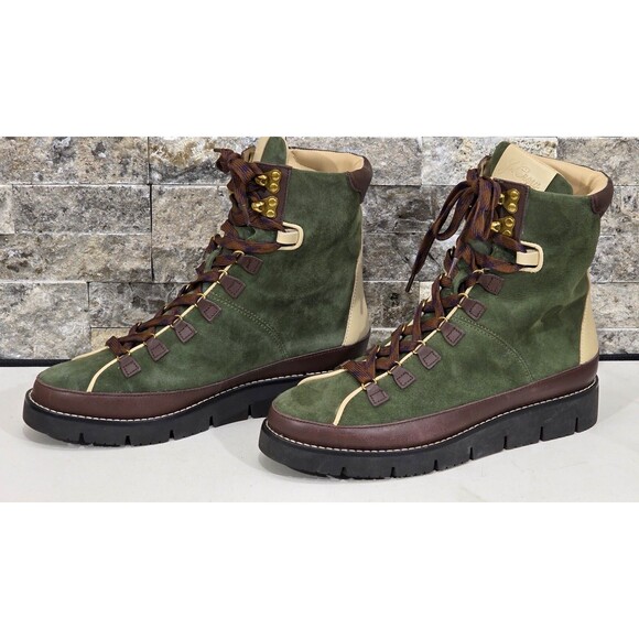 J. CREW Suede Elsa Boots Chunky Lug Sole Lace-Up Huntington Green EUC Womens 6 - Picture 4 of 12